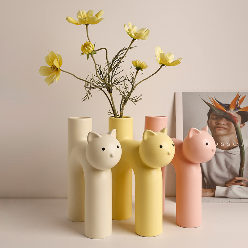 Nordic style cute cat vase
