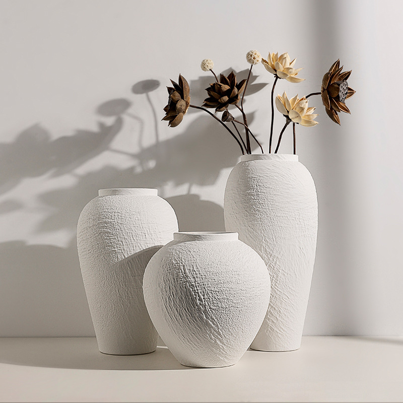 Wabi-sabi style textured stone vase