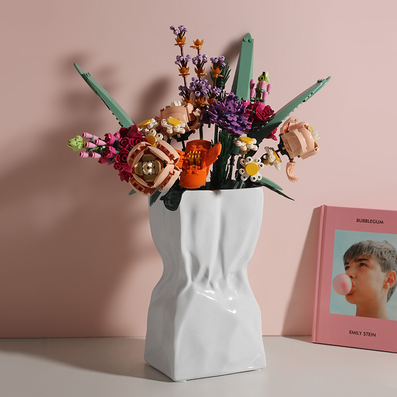 White cream ceramic vase