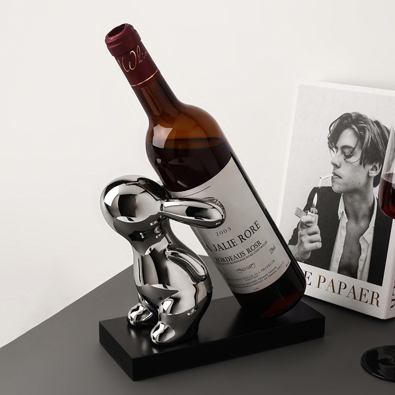 Creative rabbit wine rack decoration