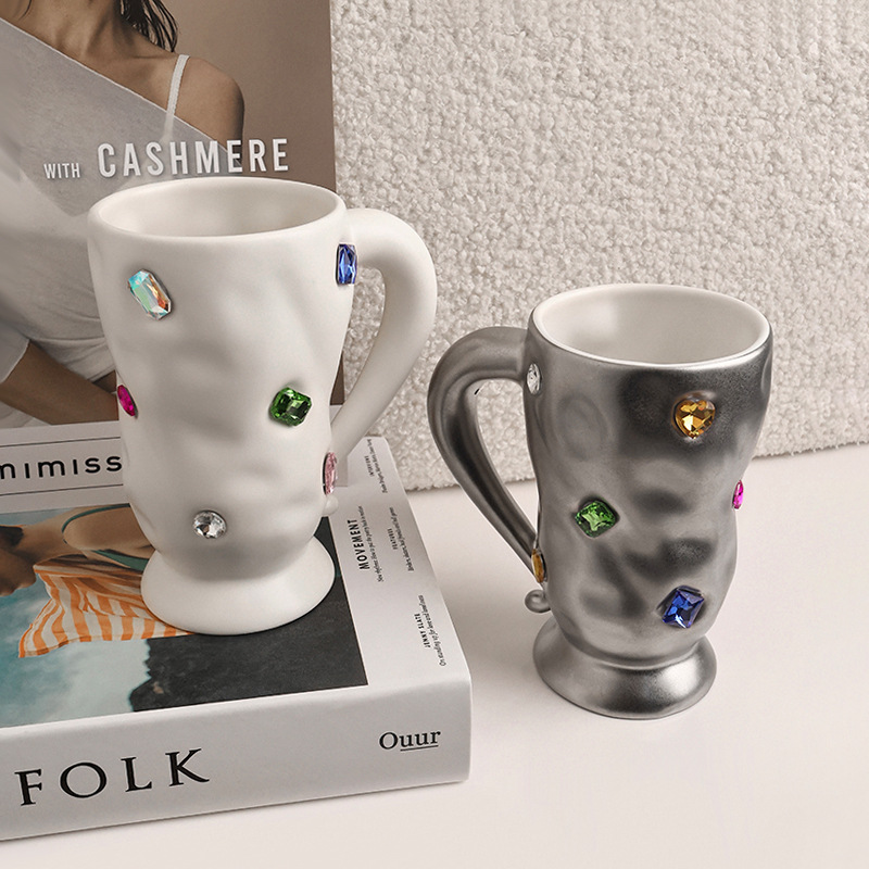 Light luxury gemstone style mug